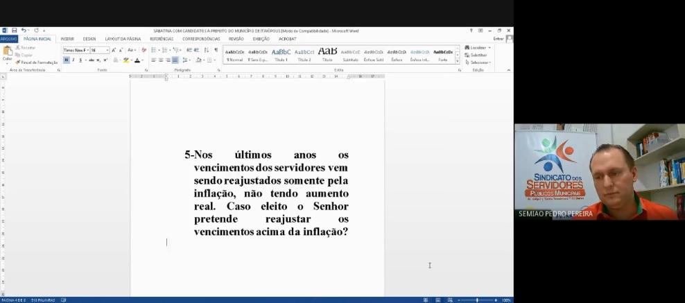 Candidatos a prefeito de Itaiópolis participam de sabatina do Sindicato dos Servidores